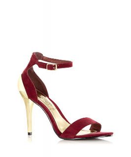 Deep Red and Gold Ankle Strap Heels