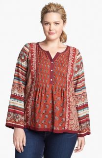 Lucky Brand 'Annabeth' Mixed Print Top (Plus Size)