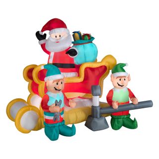 Gemmy Airblown Animated Santa with Sleigh Inflatable   Outdoor Light Displays