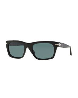 Persol Suprema Polarized Rectangular Acetate Sunglasses, Black