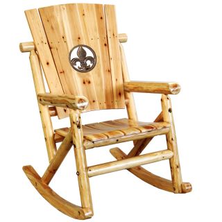 Leigh Country Aspen Fleur De Lis Medallion Porch Rocker Chair   Outdoor Rocking Chairs