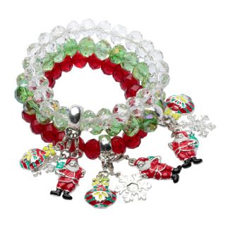 West Coast Jewelry Holiday Crystal Stretch Bracelets with Pouch (Set
