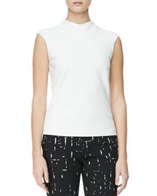 Narciso Rodriguez High Neck Cap Sleeve Blouse