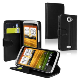 INSTEN Black Leather Phone Case Cover with Credit Card Wallet for HTC