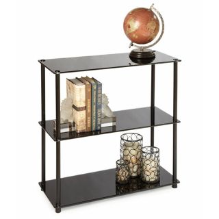 Convenience Concepts Black Classic Glass 3 Shelf Bookcase   Bookcases
