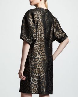 Lanvin Belted Leopard Jacquard Shift Dress