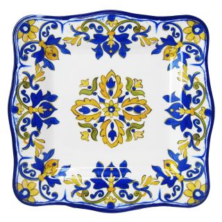 Le Cadeaux 11 in. Square Dinner Plate   Seville White Set of 4