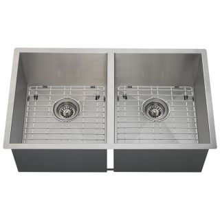 Polaris Sinks PD2233 Double Equal Rectangular Stainless Steel Kitchen