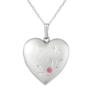 Sterling Silver Heart Locket with Flowers Love Necklace  