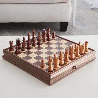 Classic Walnut Chess and Checker Set   Chess Sets