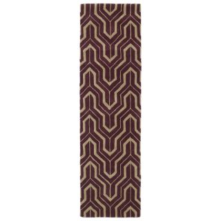 Cosmopolitan Plum/Camel Hand tufted Wool Rug (23 x 8)