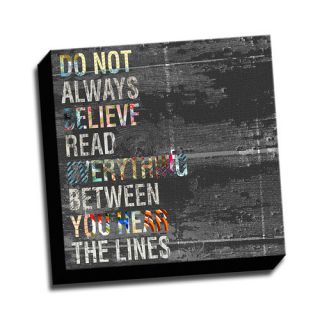 Word Art Read in Between the Lines Quote Textual Art on Wrapped Canvas