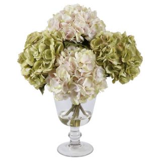 Winward Designs Glass Vase with Pink and Green Hydrangeas