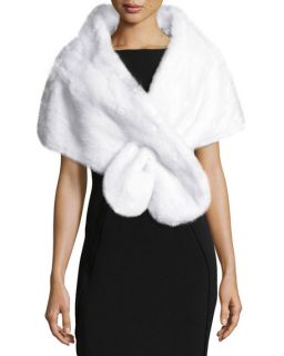 Monique Lhuillier Mink Fur Pull Through Wrap, White