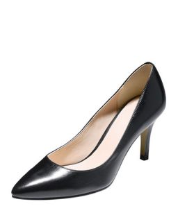 Cole Haan Juliana Leather Mid Heel Pump,  Black