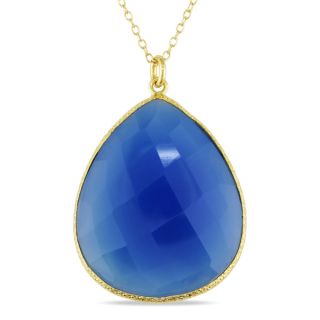 Miadora 22k Yellow Gold Plated Silver Blue Chalcedony Necklace