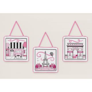 Sweet Jojo Designs Girls Pink Paris Eiffel Tower Wall Hangings (Set of