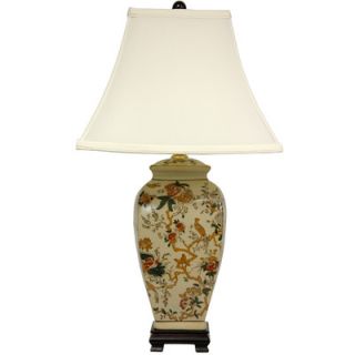 Oriental Furniture Autumn Birds and Flowers Vase 25 H Table Lamp with