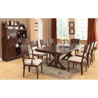 Furniture of America New England Double Pedestal Dining Table   Brown Cherry   Kitchen & Dining Room Tables