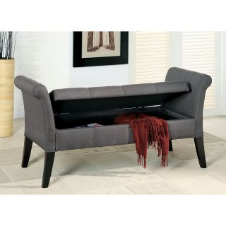 Furniture of America Alistar Fabric Upholstered Storage Accent Bench   Bedroom Benches