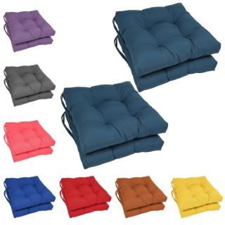 Blazing Needles 16 inch Square Tufted Twill Dining Chair Cushions (Set