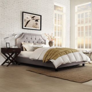 Inspire Q Benson Arched Upholstered Low Profile Bed   Platform Beds