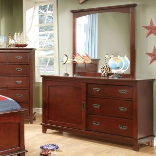 Furniture of America Adrian Inspired Sliding Door 3 Drawer Dresser   Cherry   Kids Dressers and Chests