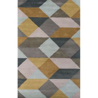 Hand Tufted Geometric Pattern Gold/ Grey Polyester Area Rug (36 x 56