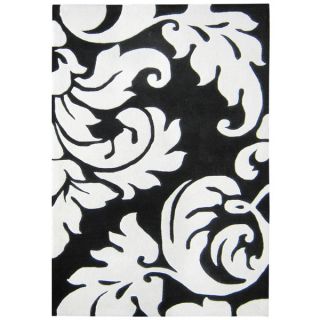 Alliyah Handmade Quill Feather Black/ White New Zealand Blend Wool Rug