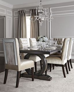 Haute House Brittney Mirrored Dining Chair & Alden Trestle Dining Table