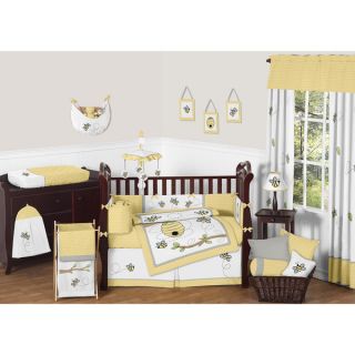 Sweet Jojo Designs Grey and Yellow Zig Zag 9 piece Crib Bedding Set