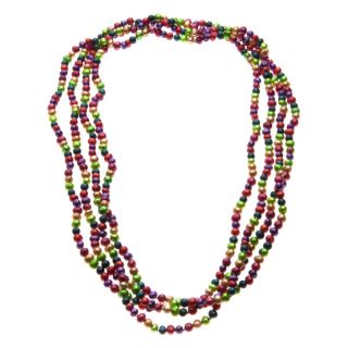 Multi colored Freshwater Pearl Long 82 inch Necklace (4 5 mm)