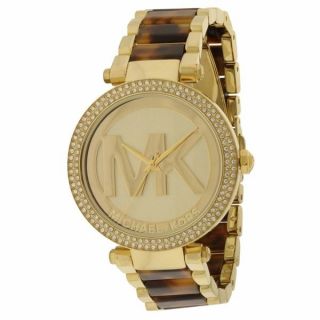 Michael Kors Womens MK6109 Parker Round Gold tone with Tortoise shell