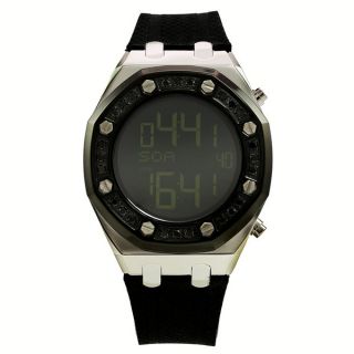 Techno Com by KC Mens Classic Black Diamond Digital Watch