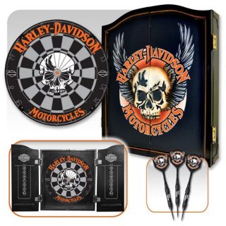 Harley Davidson Skull Dart Board Bristle Darts Kit