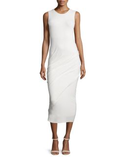 Donna Karan Sleeveless Ruched Midi Dress, Ivory