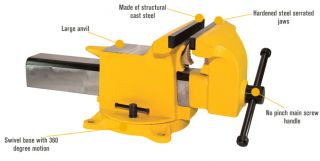 Yost High-Visibility All Steel Utility Combination Pipe and Bench Vise — 5in. Jaw Width, Model# 905-HV