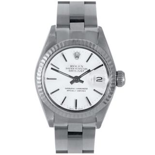 Pre Owned Rolex Womens White Dial Stainless Steel Datejust Watch