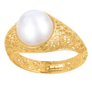 14K Yellow Gold 10mm White Pearl Ring   Shopping