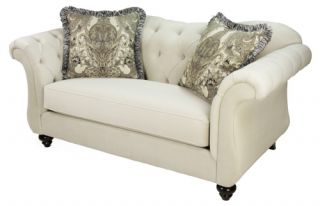 Furniture of America Wellington Premium Fabric Loveseat   Cream White   Sofas & Loveseats