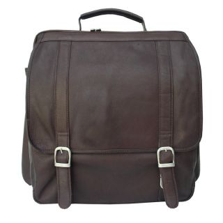 Piel Leather Vertical Computer Backpack   Chocolate   Backpacks