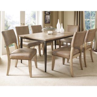 Hillsdale Charleston 7 Piece Rectangle Desert Tan Wood Dining Set with Parson Chairs   Kitchen & Dining Table Sets