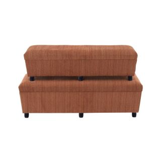 Wooden Brown Fabric Bench (Set of 2)