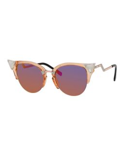 Fendi Iridia Cat Eye Crystal Tip Sunglasses