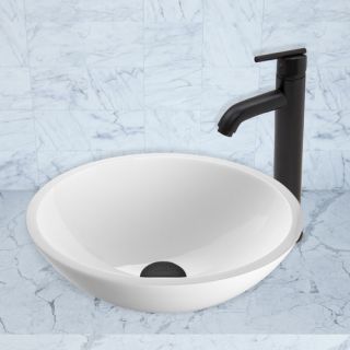 Phoenix Flat Edged Stone Glass Vessel Bathroom Sink and Seville Faucet