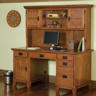 Home Styles Arts and Crafts Pedestal Computer Desk and Hutch