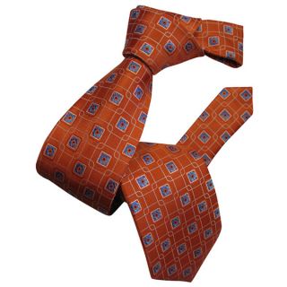 Dmitry Mens Orange Patterned Italian Silk Tie