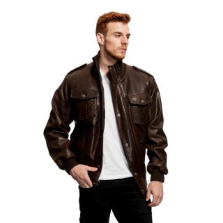 Amerileather Mens Distressed Brown Leather Bomber Jacket