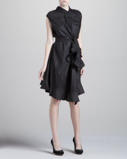 Zac Posen Asymmetric Cotton, Dress, Brown