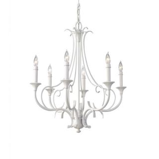 Wrought Iron Floral 5 light White Chandelier